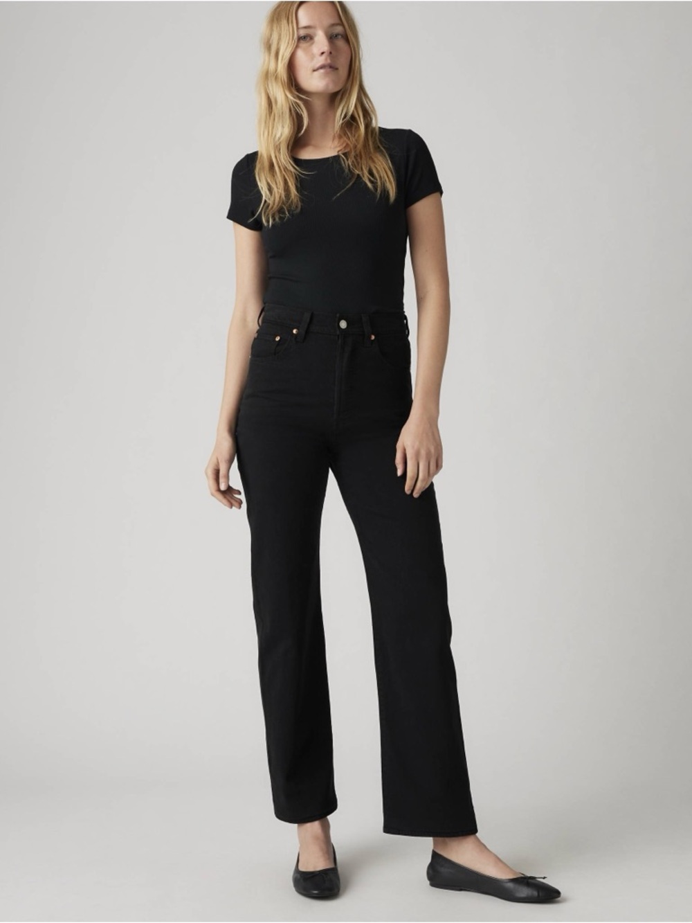Levi's ribcage straight Black High-Rise Straight Jeans size 26